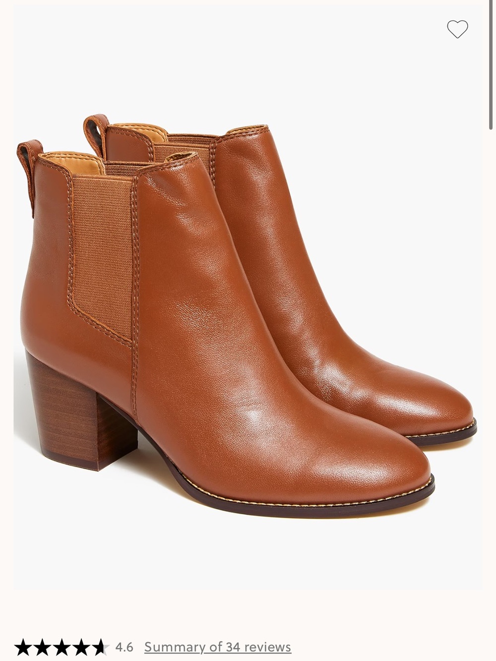 J. Crew BNWOT Rory Tan Leather Chelsea Block Heel Ankle Boots